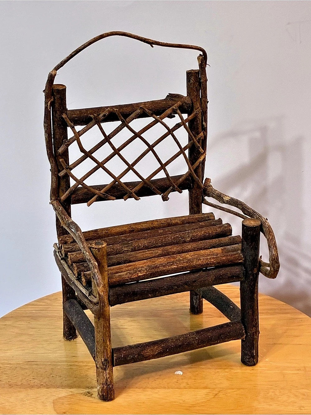 Handmade Rustic Primitive Wood Chair Brown